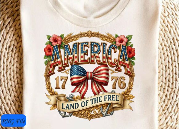 America Land of the Free: A PNG Design for Patriotic Projects