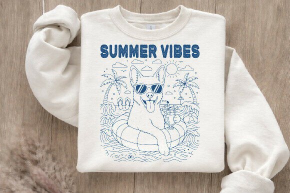 Dog Beach Summer Vibes T-shirt Design: Capture the Season