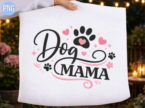 Dog Mama Script Heart Paw Design PNG for Creators
