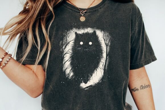 Spooky Black Cat Forest Design: A Hauntingly Versatile Asset