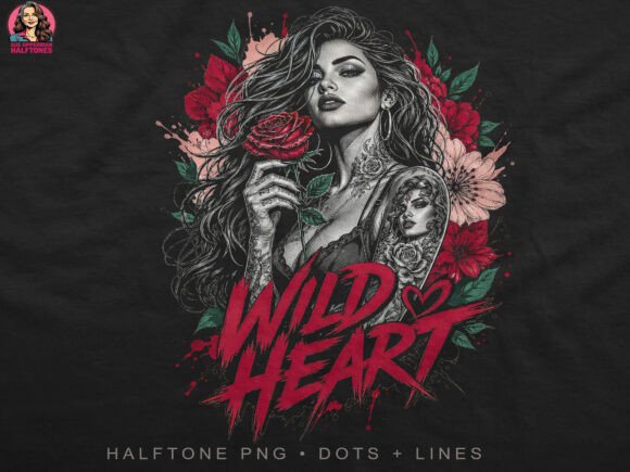 Unleash Your Brand: The Wild Heart Woman Halftone Design